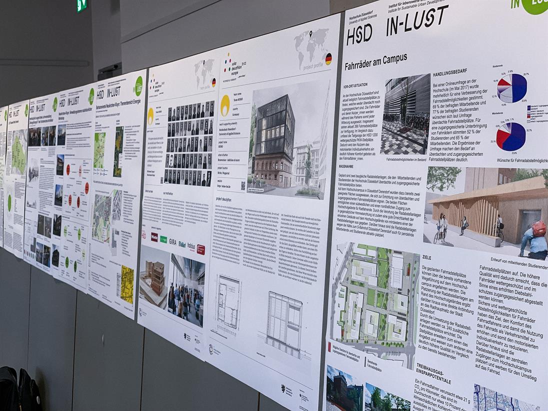 Das Bild zeigt eine Auswahl an verschiedenen Postern über die In-LUST Projekte in einer Posterausstellung.
