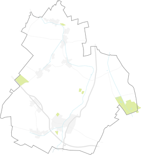 Abgebildet ist eine grafische Karte von der Gemeinde Rommerskirchen.
