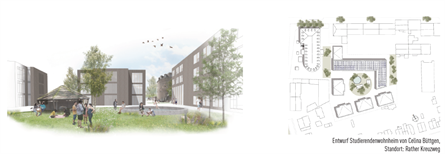 Architektonischer Entwurf eines Studierendenwohnheims am Rather Kreuzweg