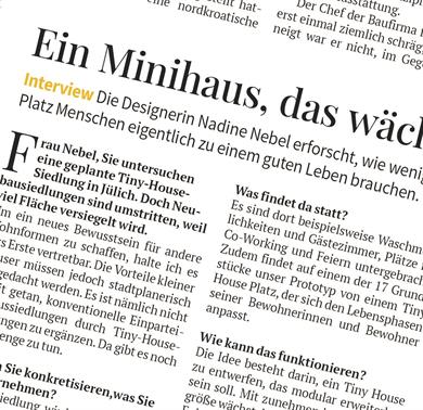 Interview in der Stuttgarter Zeitung (online: 24.06./gedruckt: 28.06.)
Wie gut es sich auf kleiner Fläche leben lässt